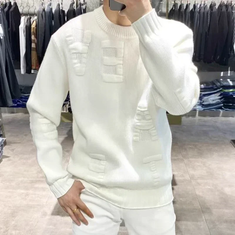 Winter Clothing Korean - Odzież męska Zielony sweter z dzianiny