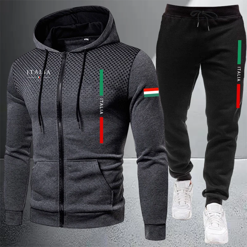 Winter Clothing Equipment - Męski dres sportowy z kapturem na