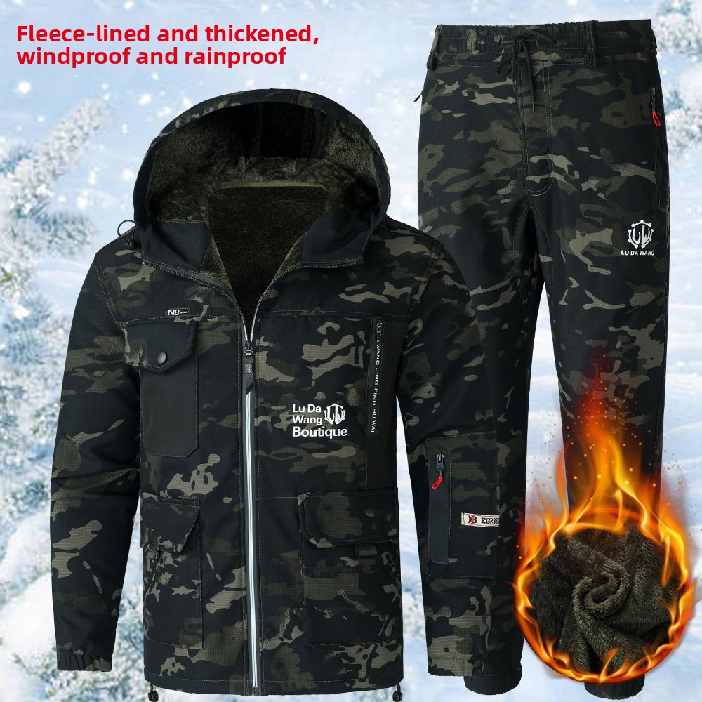 Winter Clothing For - Męski zimowy kombinezon roboczy w kamuflażu,