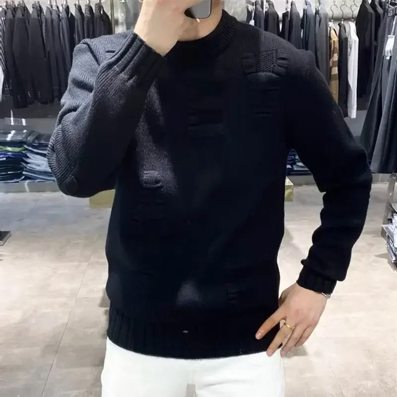 Odzież męska Zielony sweter z  – Winter Clothing Korean recenzja i cena
