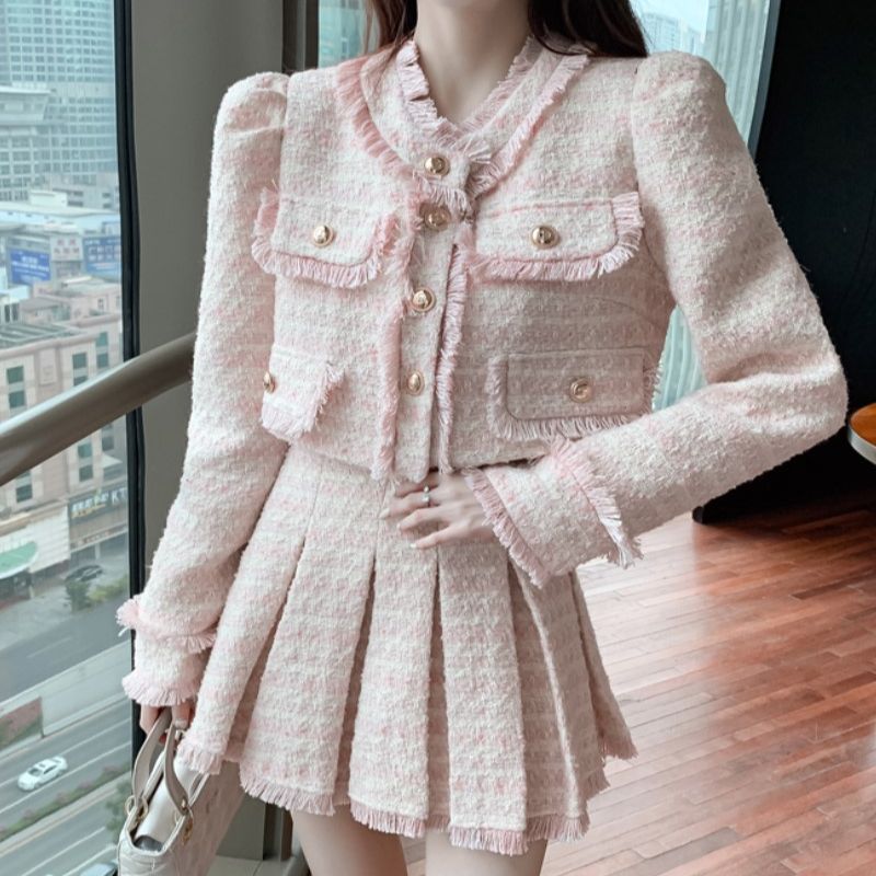 Damska elegancka kurtka z fręd – Winter Clothing Korean recenzja i cena